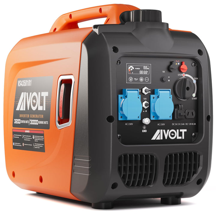 AIVOLT Inverter Stromerzeuger 3200 Watt Stromgenerator Notstromaggregat Benzin leise Stromaggregat f