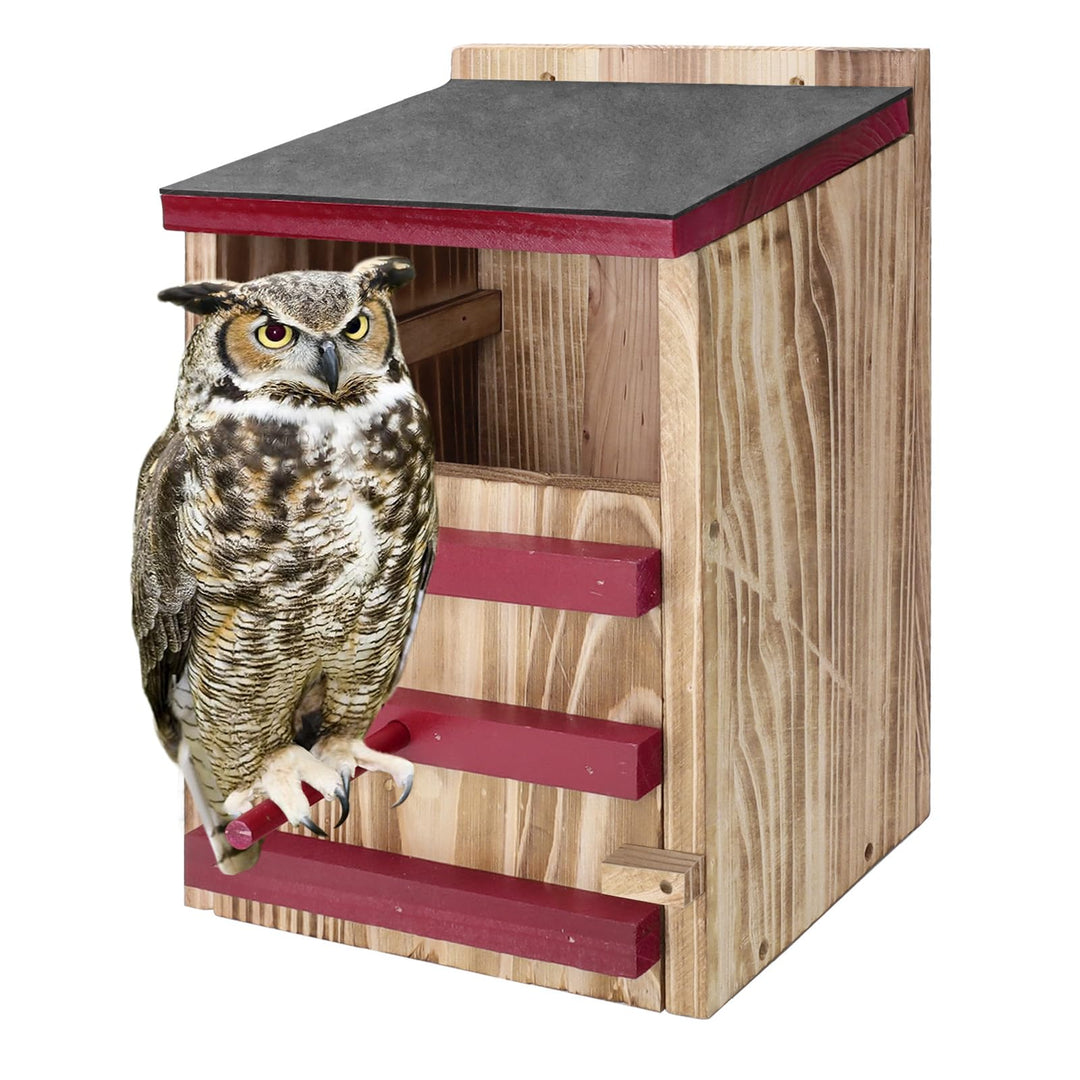 Eulenhaus aus Holz, wasserdichter Eulen-Nistkasten, Vogelhäuser für draussen mit Befestigungsschraub