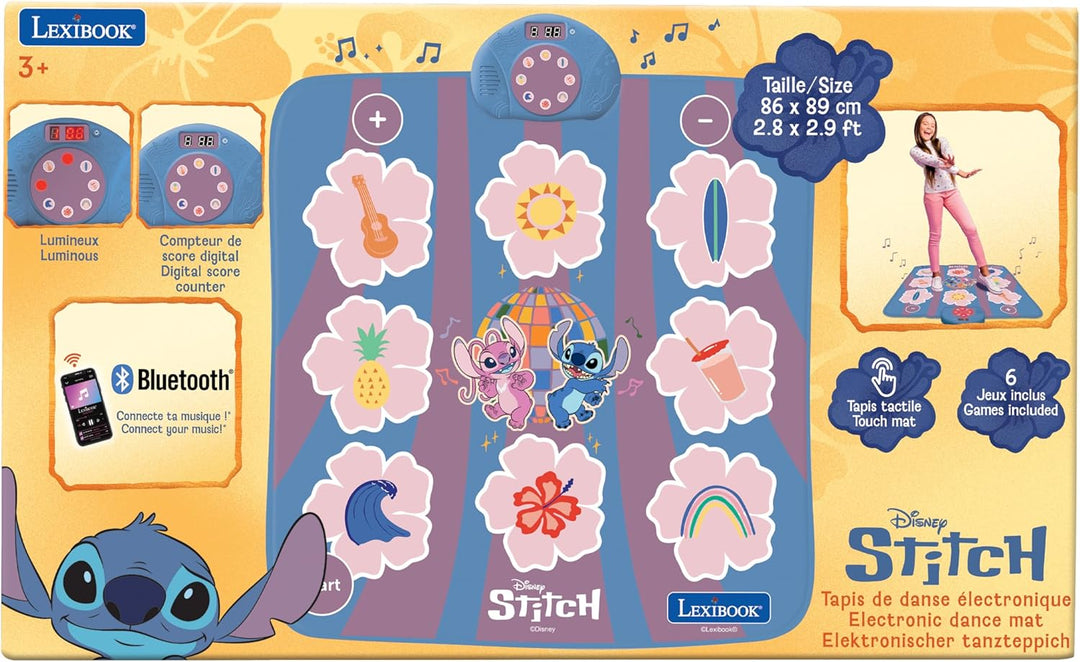 Lexibook, Disney Stitch, elektronischer Tanzteppich Stitch, Bluetooth und beleuchtet mit 6 Spielmodi