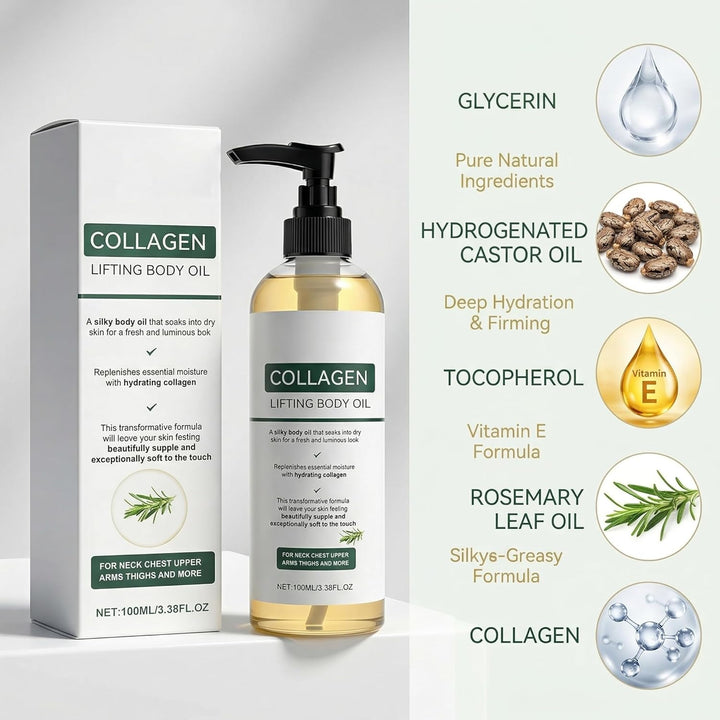 2 Stück Collagen Lifting Körperöl,Collagen Lifting Body Oil,Körperöl Straffend mit Rosmarinblattextr