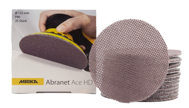 Mirka Abranet Ace HD Netz Schleifscheiben Ø 125mm Klett / Korn P80 / 25 Stk / AH23202580 / Für 125mm