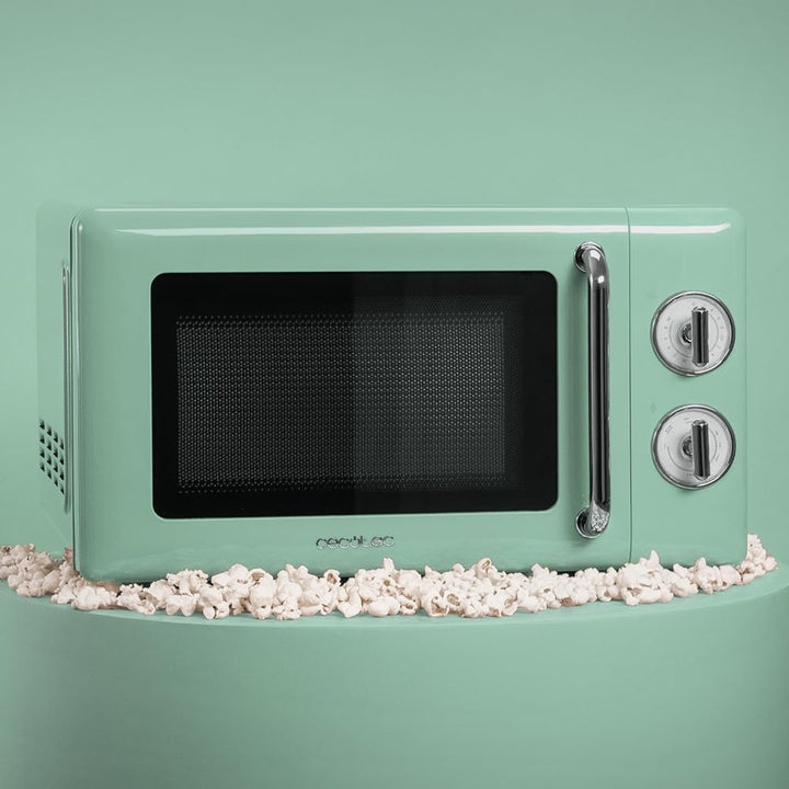 Cecotec Mikrowelle mit Grill Proclean 3110 Retro Green Mechanische, 700 W in 6 Stufen, Timer bis zu