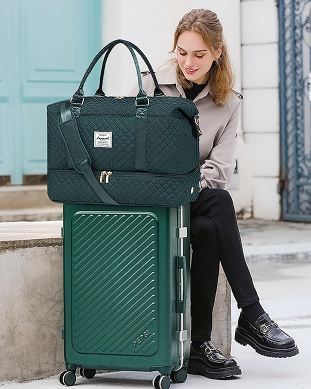 LOVEVOOK Reisetasche Sporttasche Damen Gross Weekender Travel Duffle Bag mit Kosmetiktasche Handgepä
