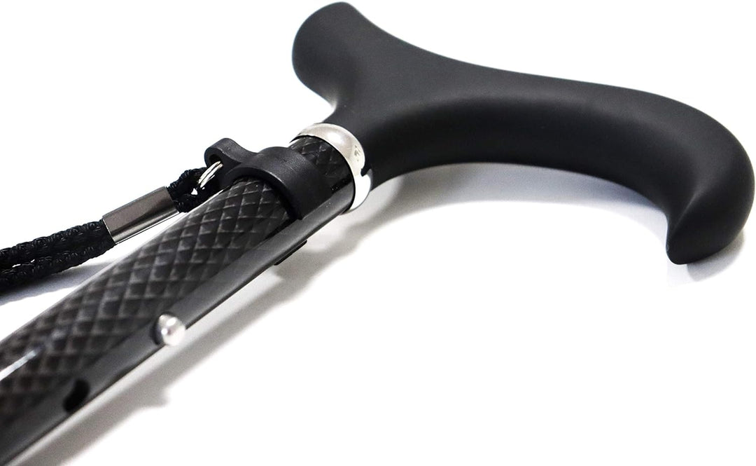 KMINA PRO - Gehstock Klappbar Carbon, Damen Höhenverstellbar, Elegant, Spazierstock Herren Schwarz,