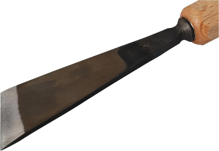 STUBAI Stemmeisen Stechbeitel Serie 52 - Form 2 | Gerades Balleisen, schräg - 40 mm, mit Holzgriff,