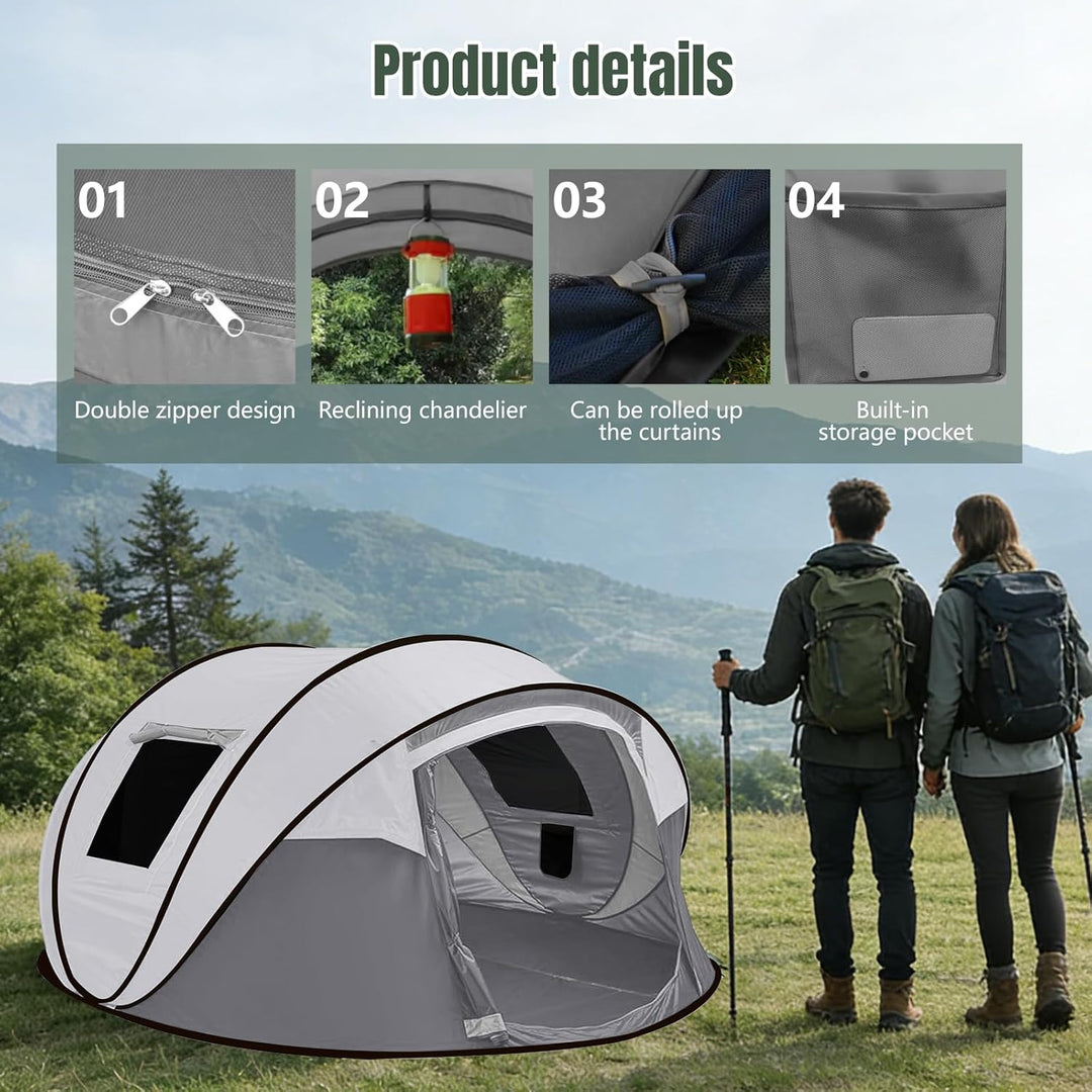 Camping Zelt, Pop Up Zelt 4-5 Personen, Automatisches Aufstellzelt in 3 Sekunden, Wurfzelte Wasserdi