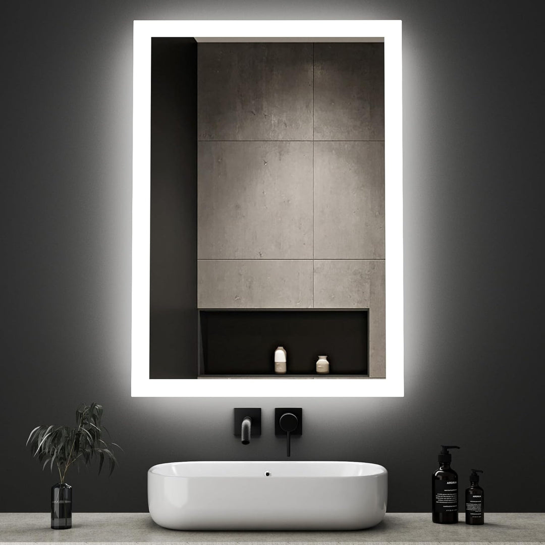 Boromal LED Badspiegel mit Beleuchtung 40x60cm Wandspiegel Lichtspiegel Vertical & Horizontal Badezi