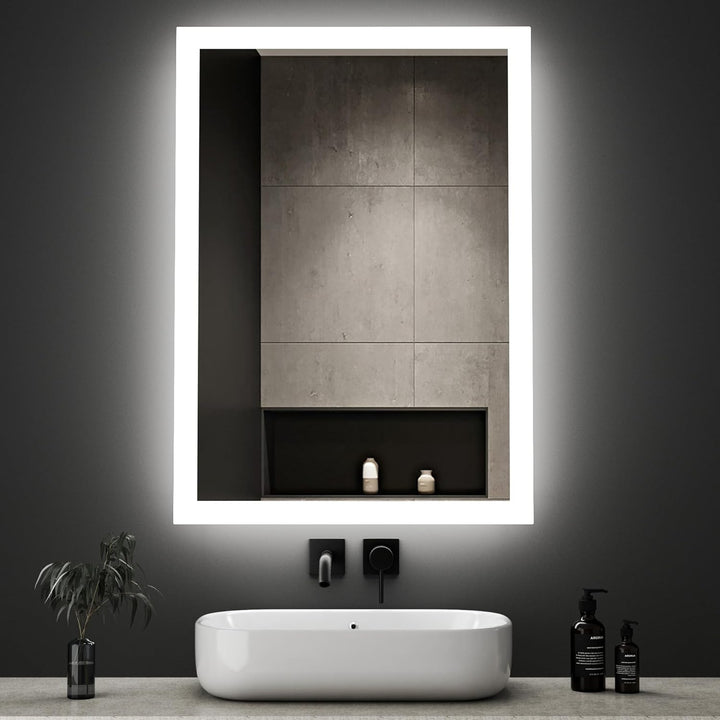 Boromal LED Badspiegel mit Beleuchtung 40x60cm Wandspiegel Lichtspiegel Vertical & Horizontal Badezi