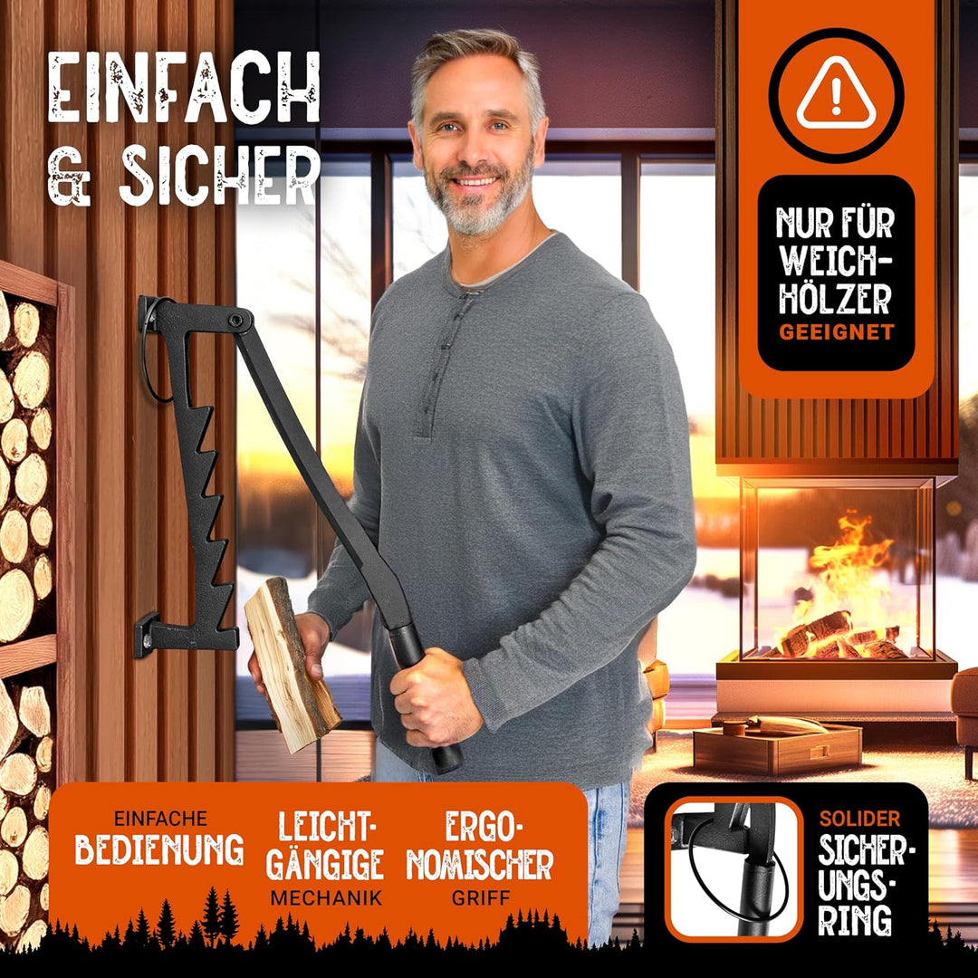 BearClaw NEU Holzspalter manuell - Anzündholz Spalter zur Wandmontage - Handholzspalter, Spanmesser,