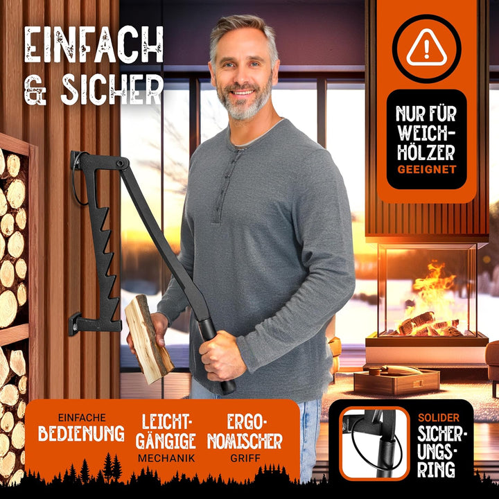 BearClaw NEU Holzspalter manuell - Anzündholz Spalter zur Wandmontage - Handholzspalter, Spanmesser,