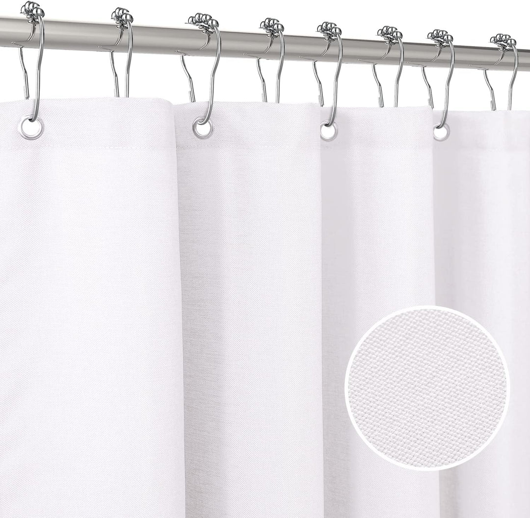 VANZAVANZU Duschvorhang Schmaler Leinen 92 x 182 cm mit Metall Duschvorhangringe Schwerer Stoff Text