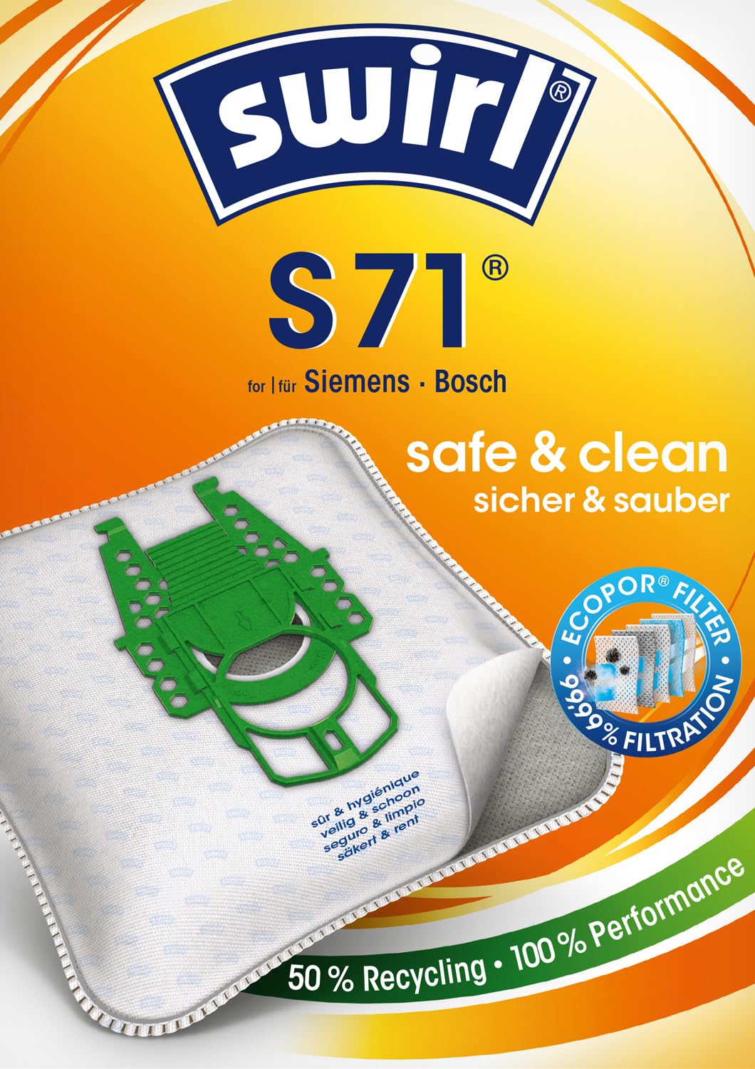S 71 MicroPor® Plus Staubsaugerbeutel Vorteilspack, 10 Beutel für Siemens und Bosch Staubsauger 10 P