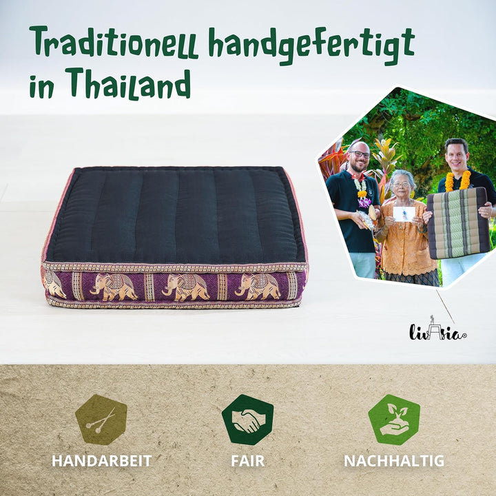 Livasia Sitzkissen Boden Thaiseide, Bodenkissen Indoor/Outdoor, Meditationskissen Yogakissen, Stuhla