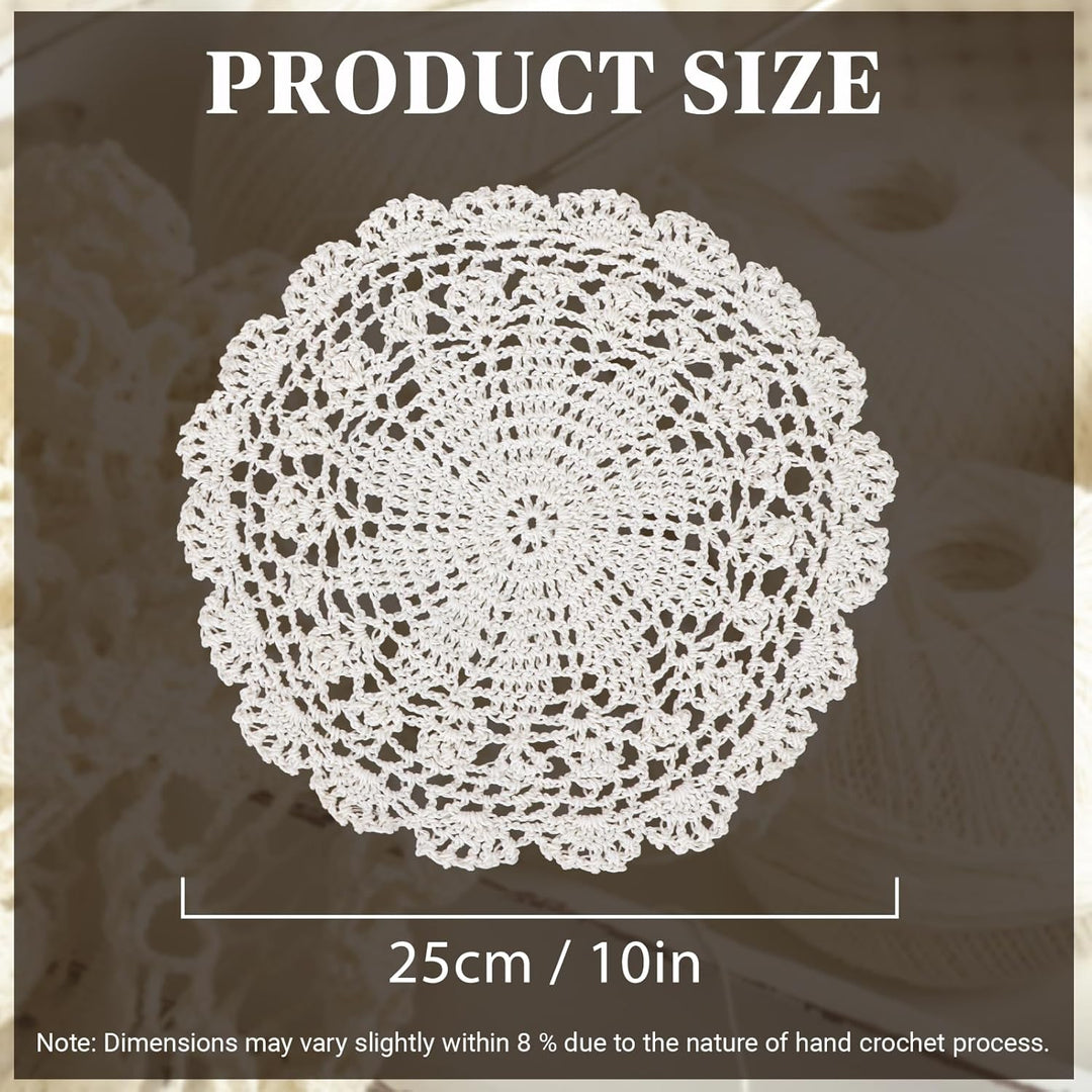 kilofly Häkel-Tischsets, Baumwolle, Spitze, 4 Stück, Persien, Beige, 25,4 cm 10 inch beige, 10 inch