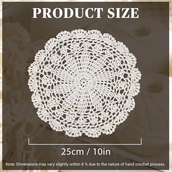 kilofly Häkel-Tischsets, Baumwolle, Spitze, 4 Stück, Persien, Beige, 25,4 cm 10 inch beige, 10 inch