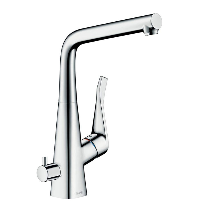 hansgrohe Metris Einhebel-Küchenarmatur, Komfort-Höhe 320mm mit Geräteabstellventil und Schwenkausla
