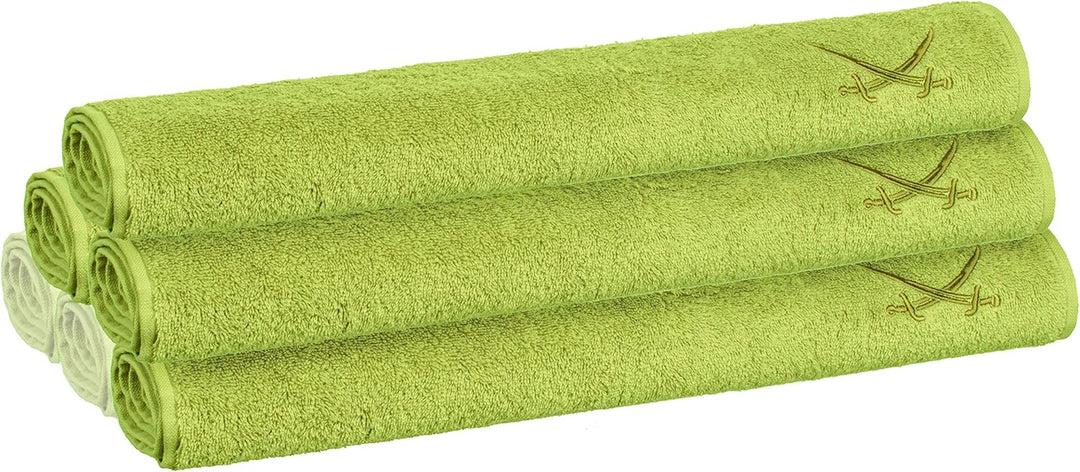 Sansibar Handtuch 4er Set 50x100 cm 100% Baumwolle mit gesticktem Säbel Logo Badtuch Grün 4er Set Gr