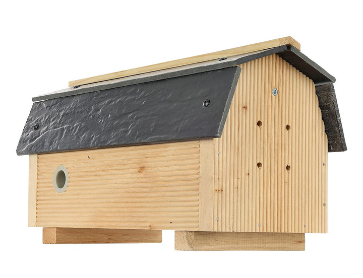 MAZUR Hummelhaus aus Holz | 17x29x14cm | Wetterfest Hummelhotel Haus | Hummelkasten | Hummelpension