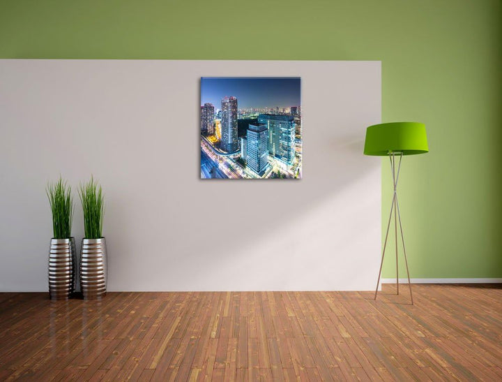 Pixxprint Moderne Architektur in Tokio als Leinwandbild Quadratisch| Grösse: 70x70 | Wandbild| Kunst