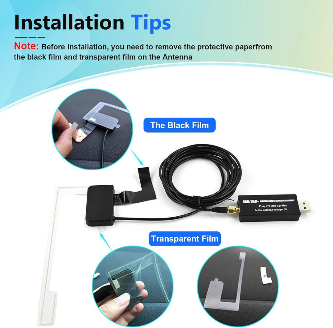 Podofo DAB/DAB+ Adapter Digital Radio Receiver Adapter DAB+ Radio Tuner Receiver mit Antenne + SMA A