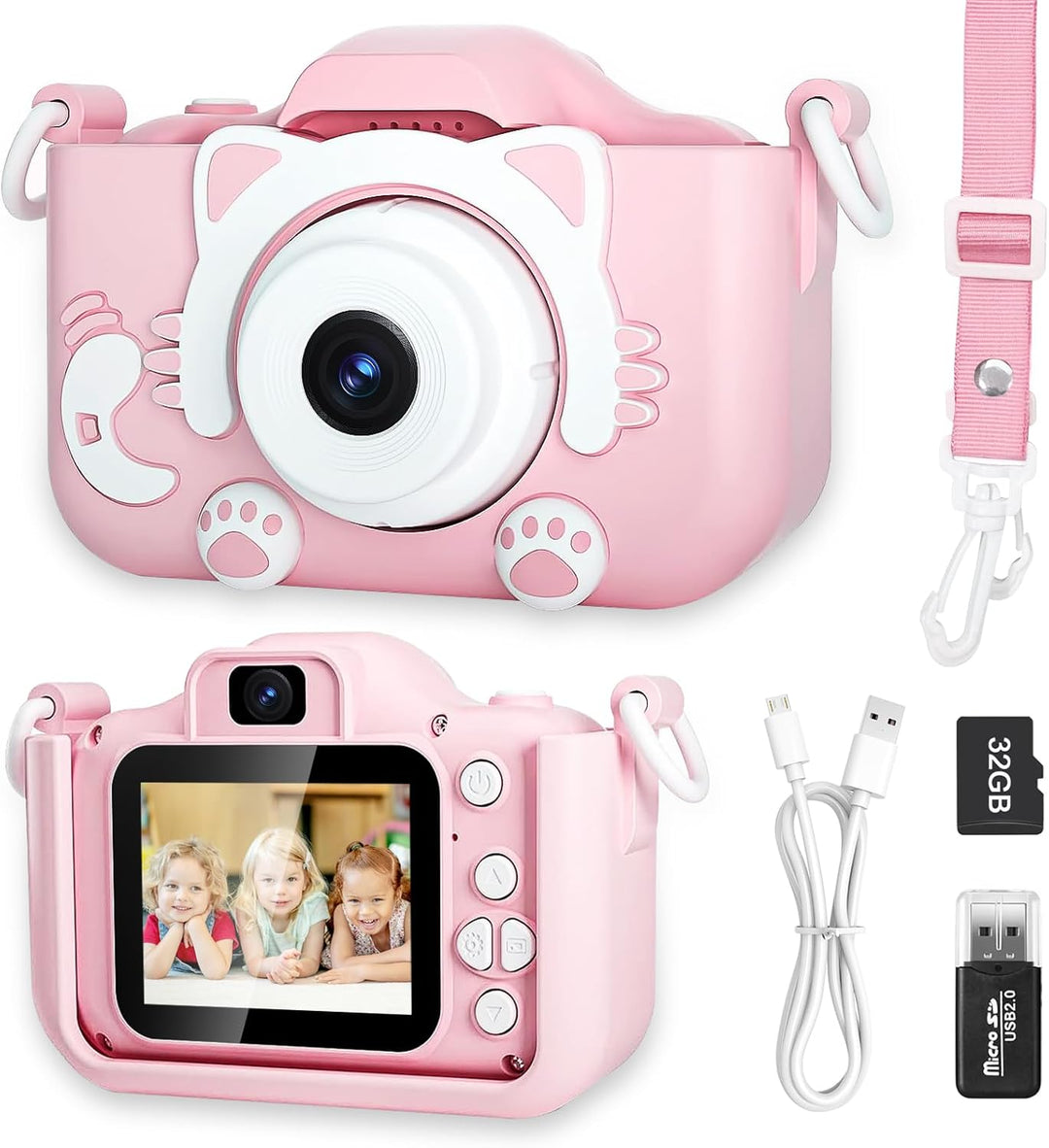 Kinderkamera, Kamera Kinder für 3 4 5 6 7 8 Jahre, HD Kinder Digitalkameras, Kinder-Selfie-Kamera We