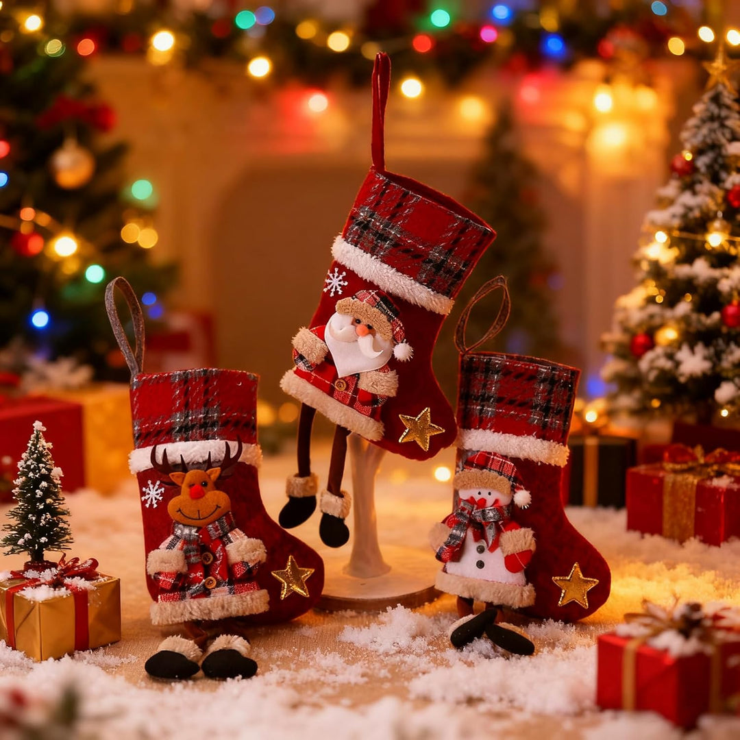Nikolausstrumpf 3 Stück Weihnachtsstrümpf Hängende, Personalisiert Weihnachtssocken, Nikolausstiefel