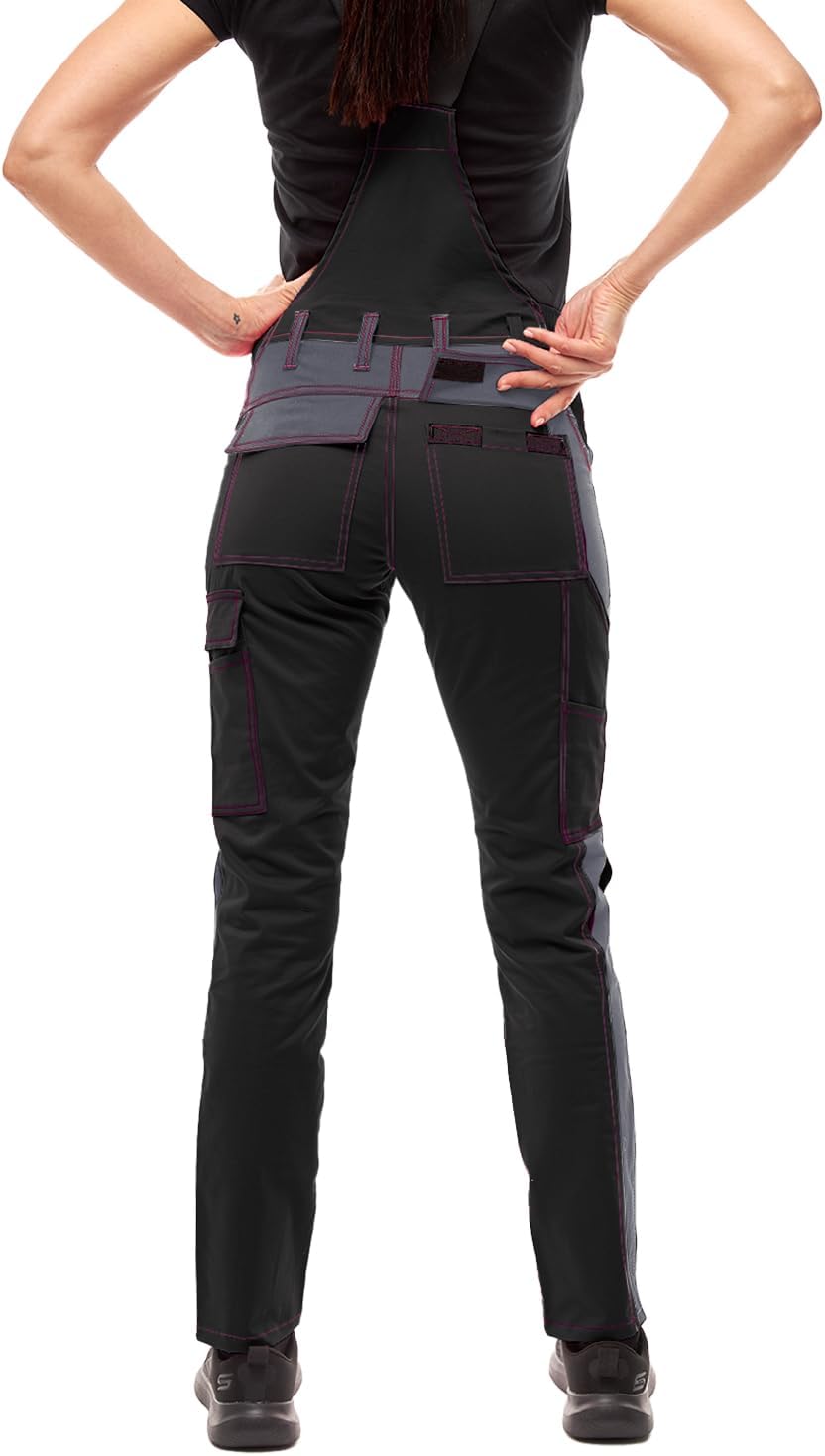 strongAnt Latzhose Damen stretch Arbeitshose für Frauen mit Kniepolstertaschen Baumwolle Cargo Hose