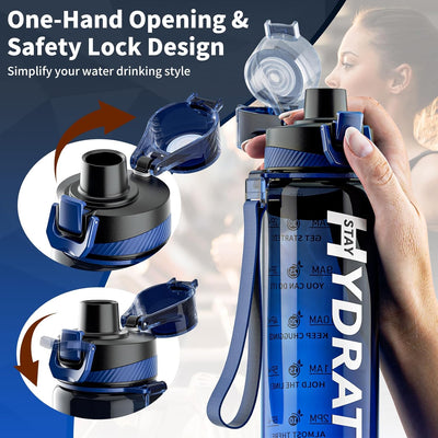 Mevoly Trinkflasche 1L, Wasserflasche BPA-Frei aus Tritan, 1 Liter Trinkflasche Sport Auslaufsicher