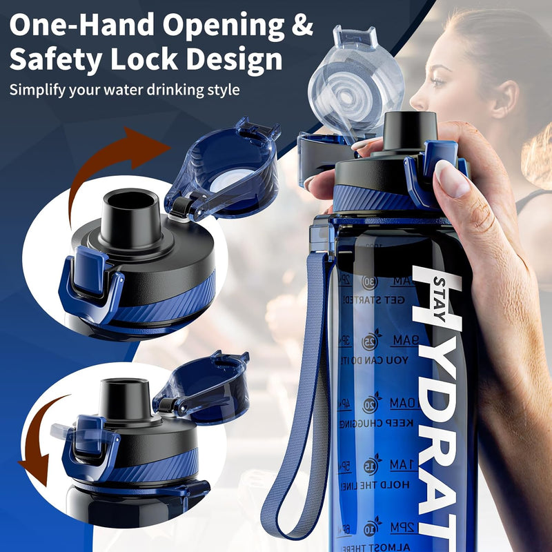Mevoly Trinkflasche 1L, Wasserflasche BPA-Frei aus Tritan, 1 Liter Trinkflasche Sport Auslaufsicher