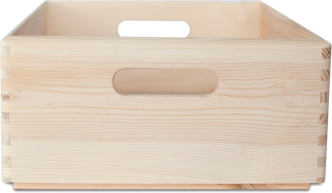 Creative Deco XL Grosse Holzkiste Obstkiste Korb | 40x30x13cm (+/-1cm) | mit Griffen | ohne Deckel |