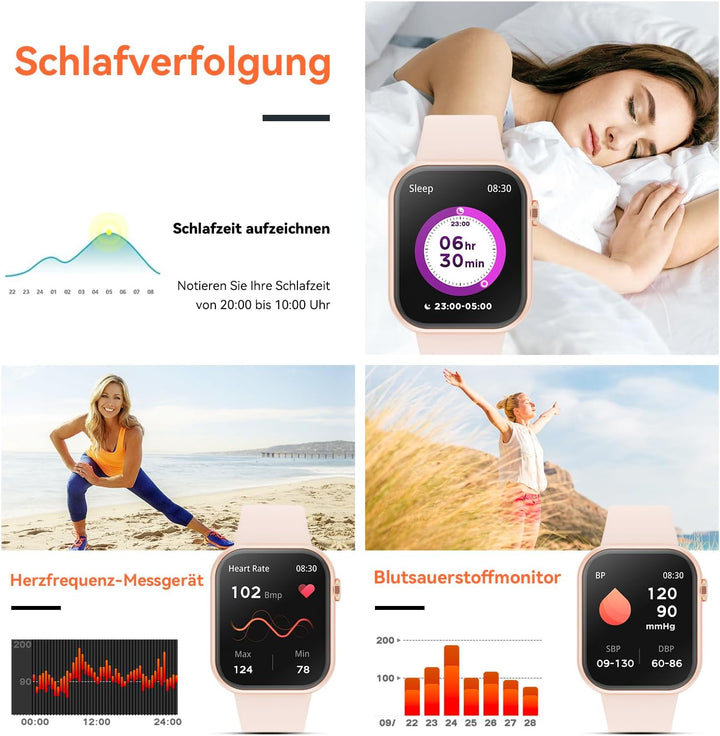 Hwagol Smartwatch Damen Herren, 1.85" Zoll Touchscreen Smart Watch mit Bluetooth Anrufe, Uhr Damen H