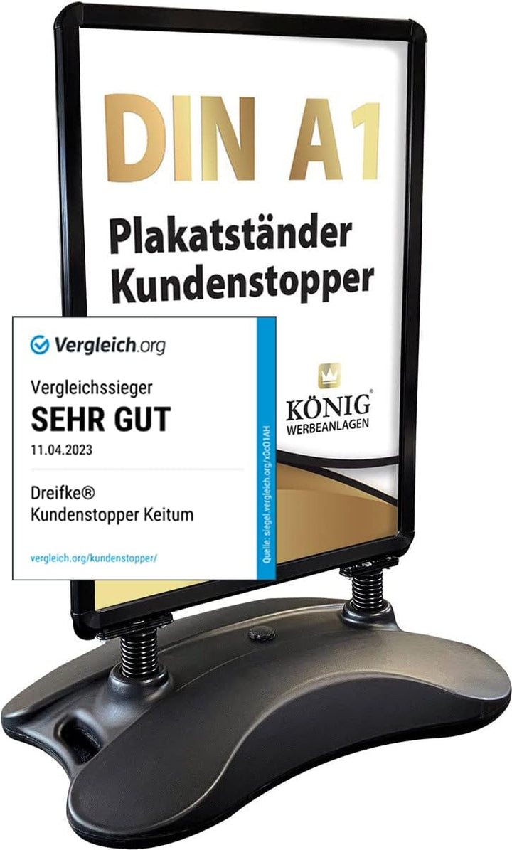 Kundenstopper Keitum Wind Line DIN A1 schwarz | beidseitig für 2 Plakate | stabiler Fuss für sichere