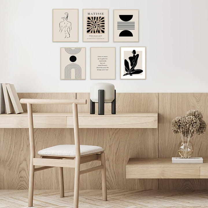 KBKBART Matisse Wandkunstdrucke, abstrakte Matisse-Wandkunst, Ausstellungsposter, schwarz beige Frau