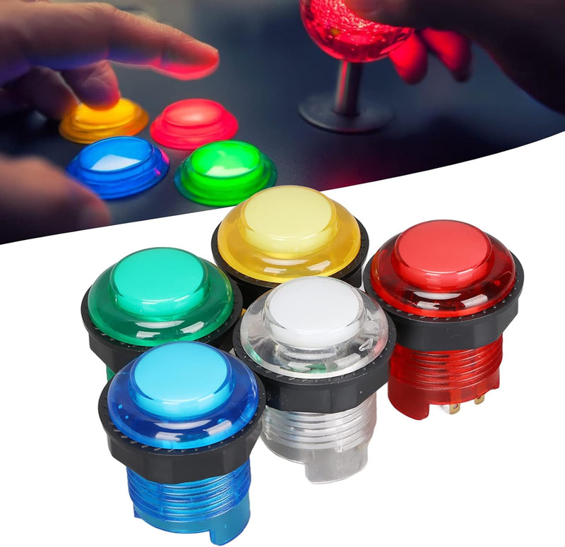 Cyrank 5 Stück Arcade-Drucktasten, 28 Mm LED-beleuchtete Drucktasten Für Arcade-Videospiele, Arcade-