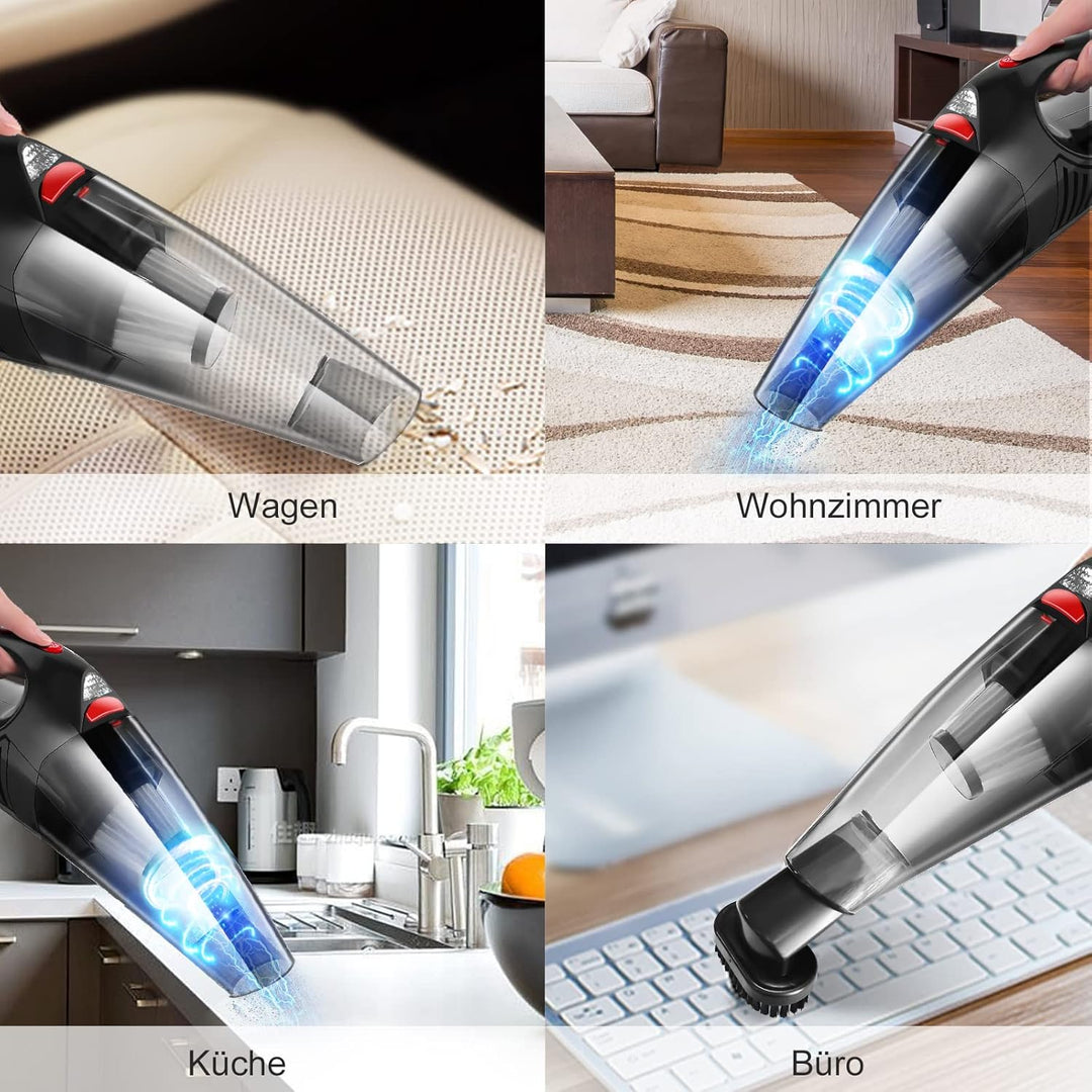 RIKIN Handstaubsauger Auto Staubsauger Kabellos 8500PA 120W mit LED-Licht Leistungsstark Drahtloser