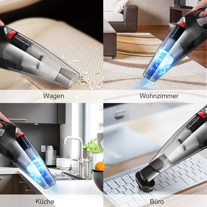 RIKIN Handstaubsauger Auto Staubsauger Kabellos 8500PA 120W mit LED-Licht Leistungsstark Drahtloser