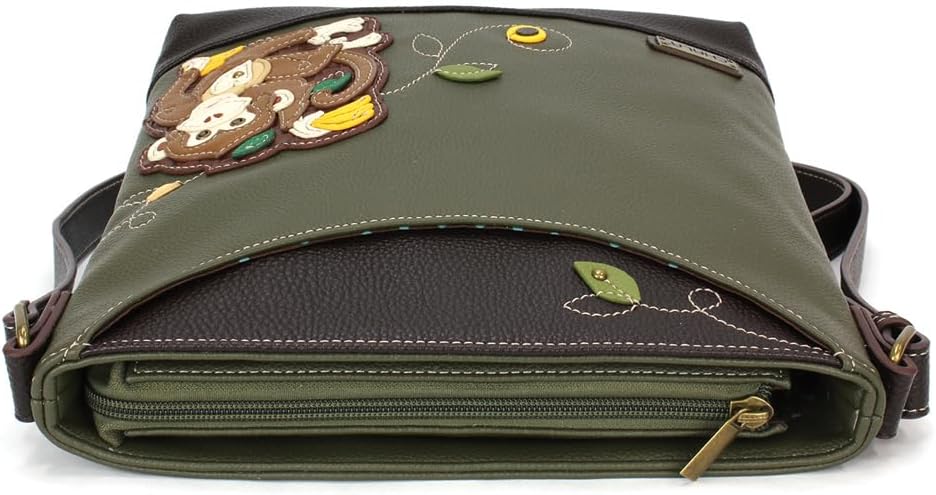 CHALA Damen Sweet Messenger Bag Affe mit Bananen, Olivgrün, Affe mit Bananen, Olivgrün