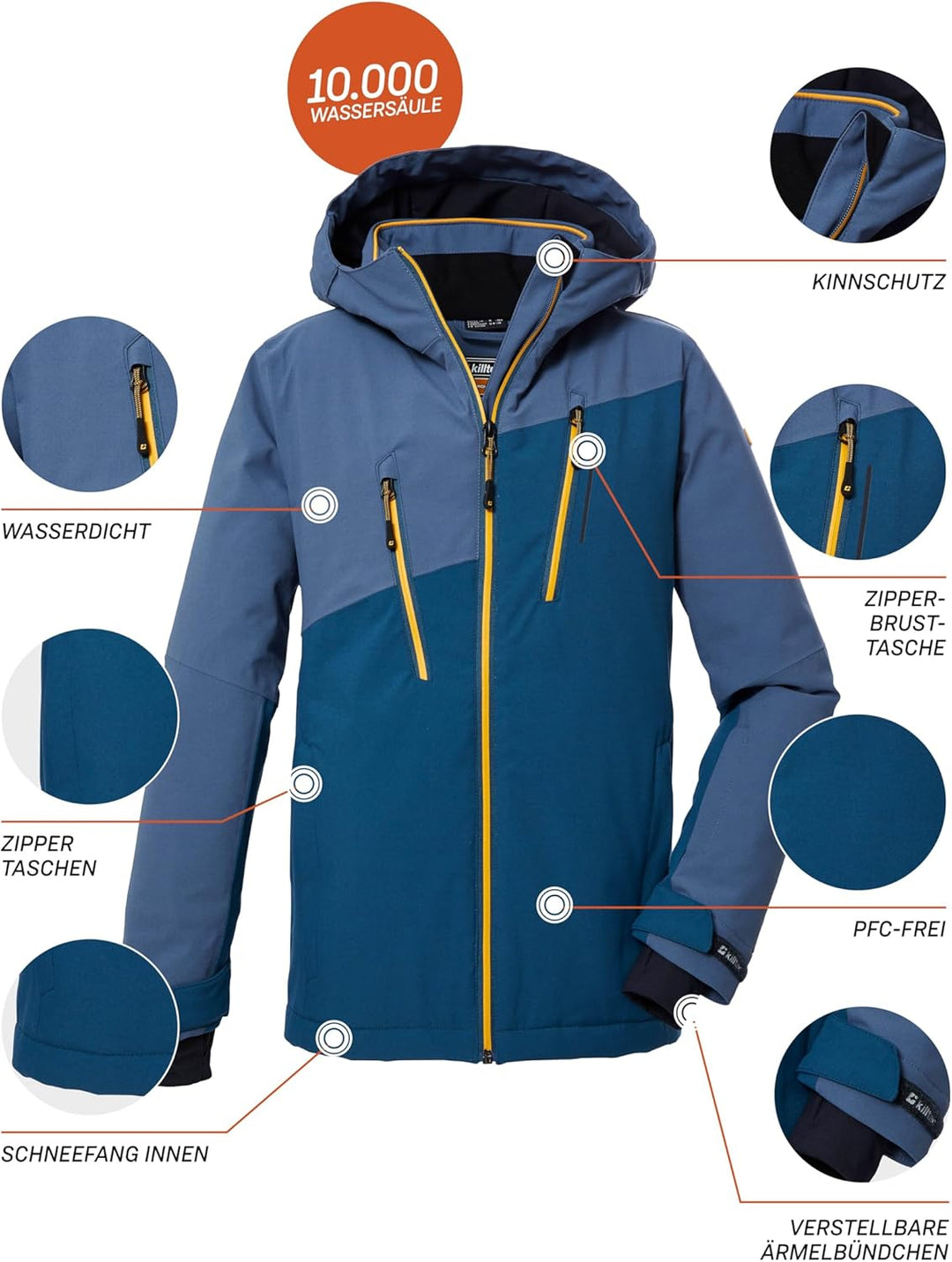 Killtec Jungen Ksw 173 Bys Ski Jckt Skijacke/Funktionsjacke mit Kapuze und Schneefang, wasserdicht 1