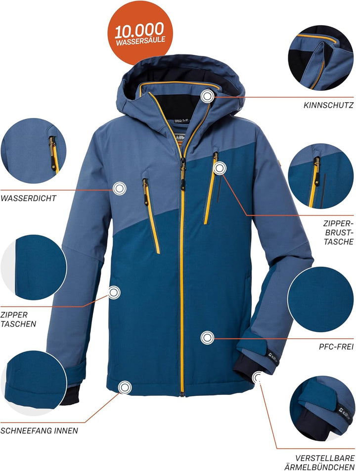 Killtec Jungen Ksw 173 Bys Ski Jckt Skijacke/Funktionsjacke mit Kapuze und Schneefang, wasserdicht 1
