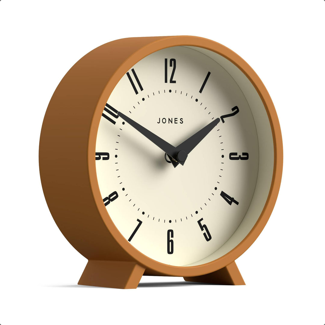 JONES CLOCKS® Venus schreibtischuhr | Modernes rundes Design | Senfgelb | Stilvoller retrolook für R