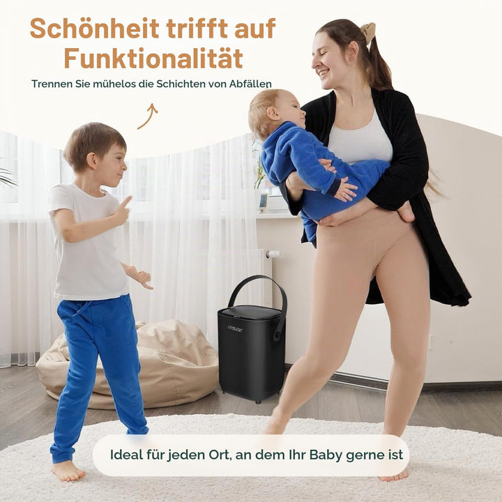 Twinky Windeleimer für Babys – Windeleimer ohne Kassette – Platzsparender Windelbehälter mit Deckel