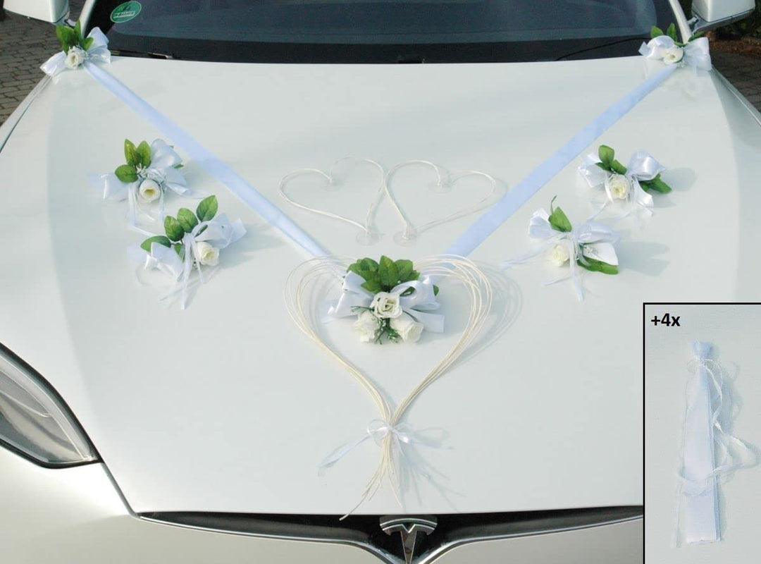 LIEBESHERZEN Braut Paar Rose Deko Dekoration Autoschmuck Hochzeit Car Auto Wedding Deko Girlande PKW