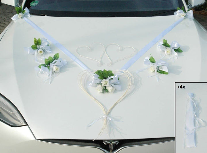 LIEBESHERZEN Braut Paar Rose Deko Dekoration Autoschmuck Hochzeit Car Auto Wedding Deko Girlande PKW