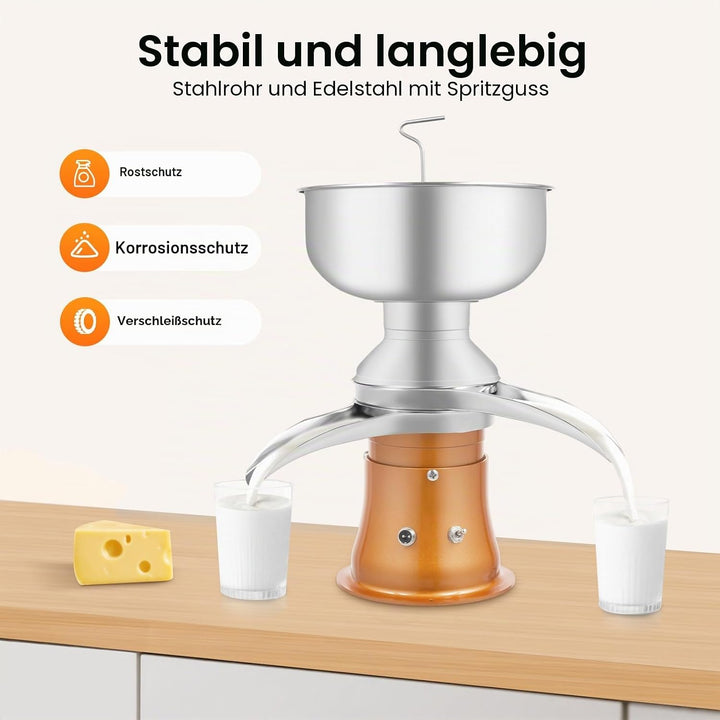 Milchzentrifuge Elektrisch Milchseparator 5L Frischmilch-Sahne-Separator Milchcremeabscheider Vollmi