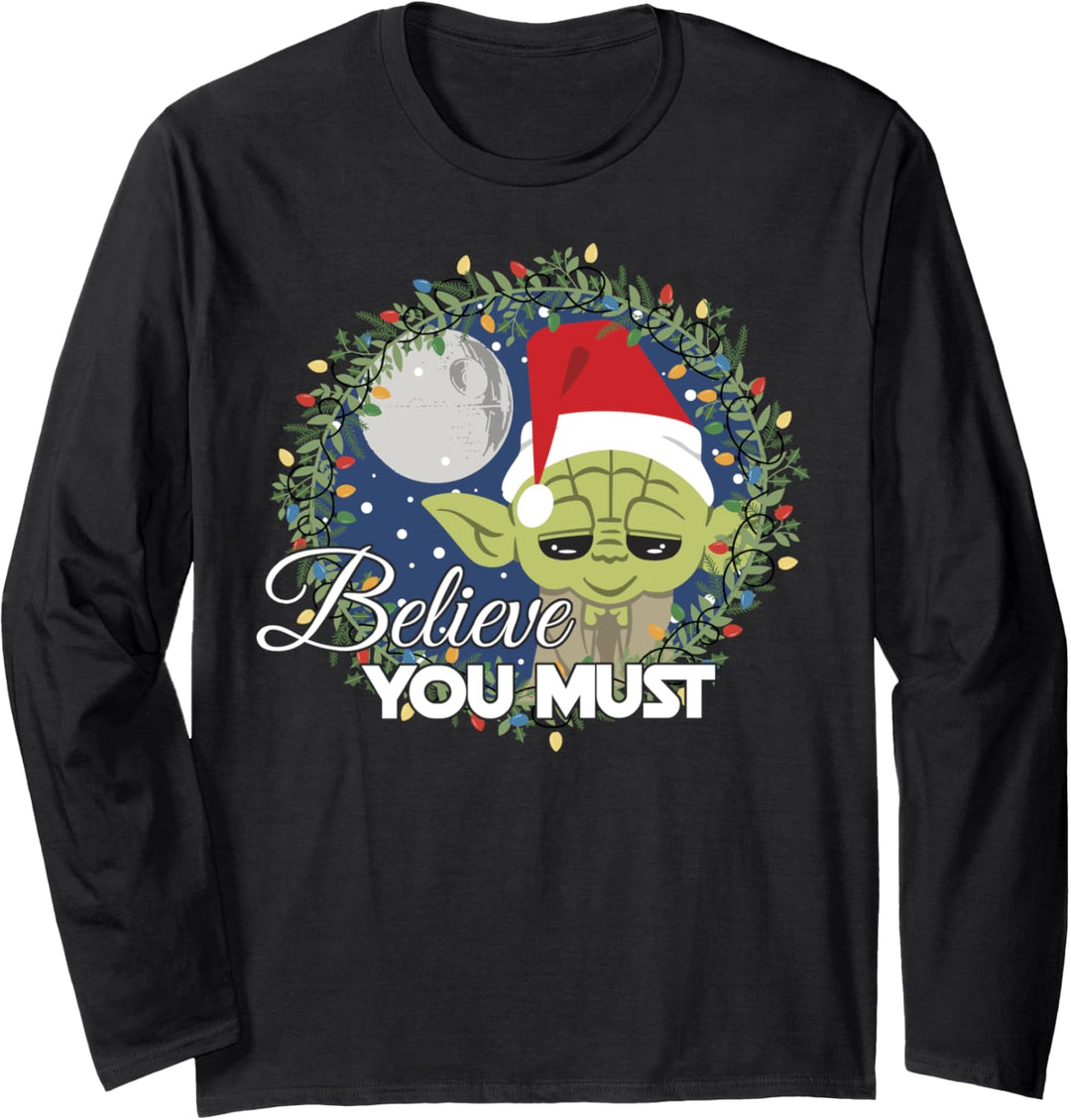 Star Wars Yoda You Must Believe Holiday Wreath Langarmshirt