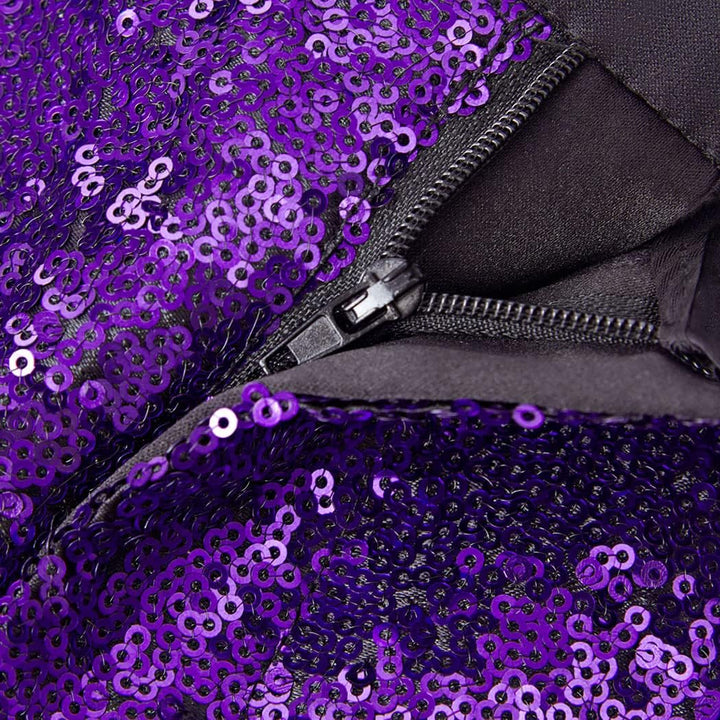 CARFFIV Herren Modische Blumenmuster Pailletten Zweiteiler Set Anzüge 3XL Purple Black, 3XL Purple B