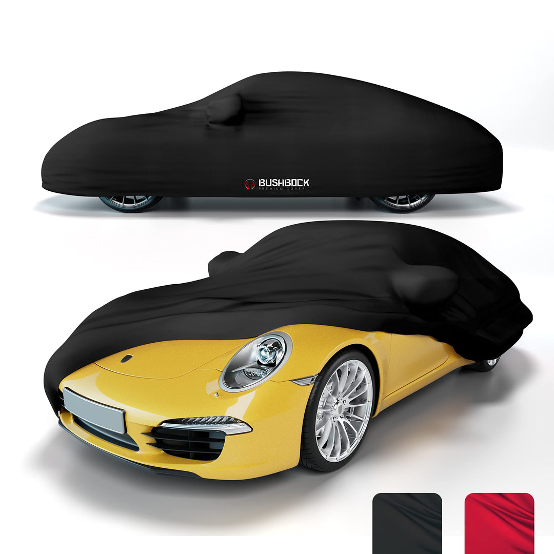 BUSHBOCK® Premium Autoabdeckung Indoor - Satin Schutzhülle Stoff - Abdeckplane Autoplane Autogarage