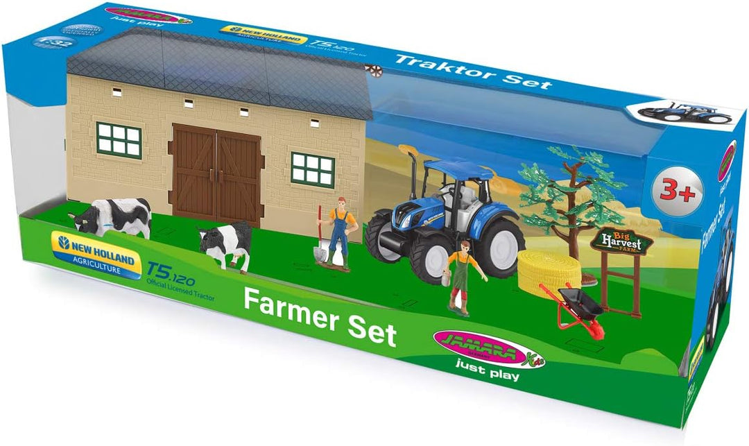 JAMARA 460533 - New Holland Farmer Set2, 1:32 - offiziell lizenziert, Spielspass für die kleinen Lan