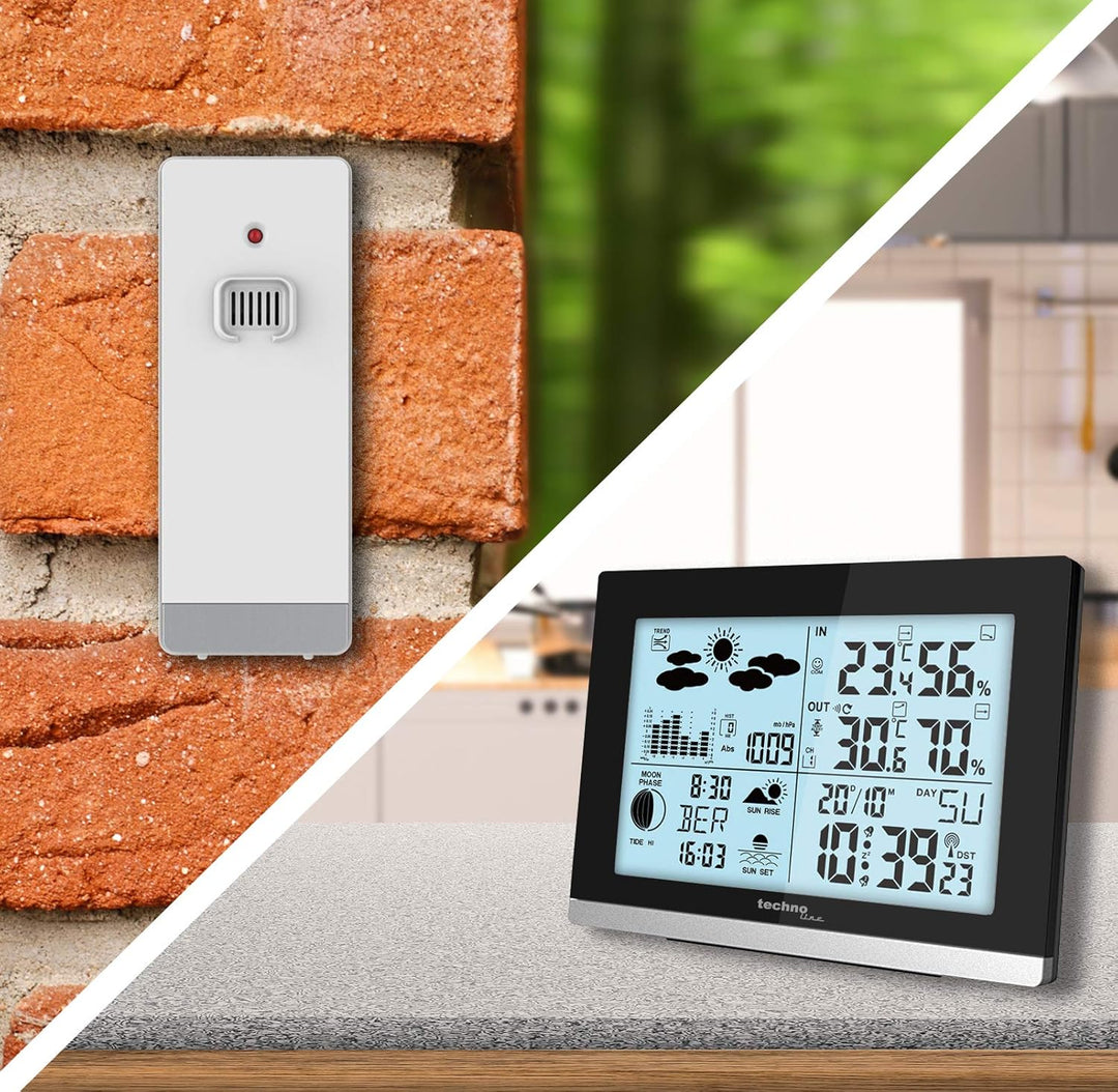 technoline Set WS6762 SETWS6762+2xTX205DTH-IT, schwarze Station weisse Sender WS6762 inkl. 3 Sensore