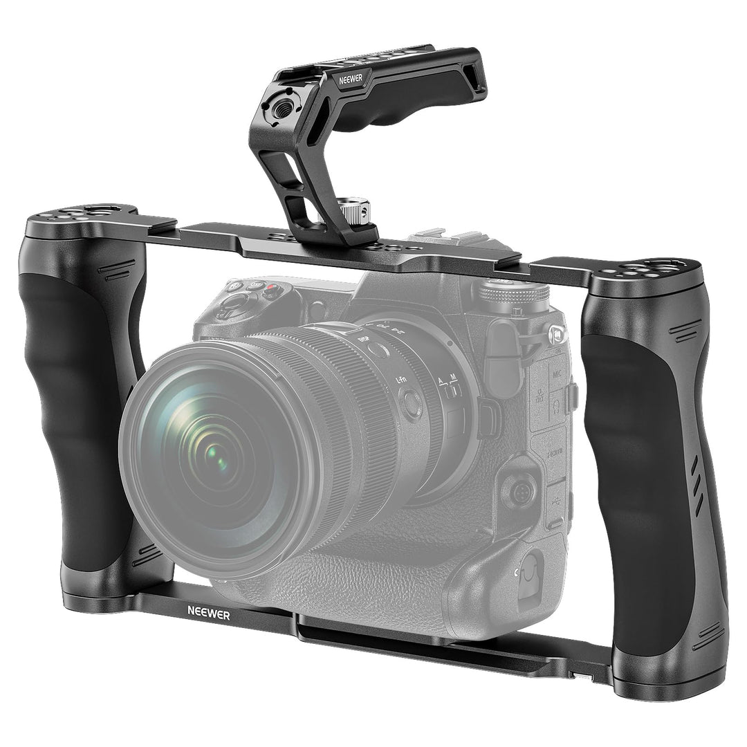 NEEWER Universal Kamerakäfig und oberer Griff mit 3/8" ARRI Positionierungsstiftset, Video Rig Kamer